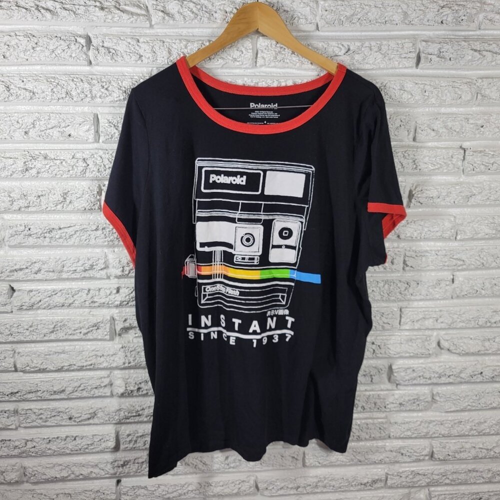 Polaroid Unisex 4X T-Shirt Black Cotton Blend Graphic Logo Tee NOV43XE